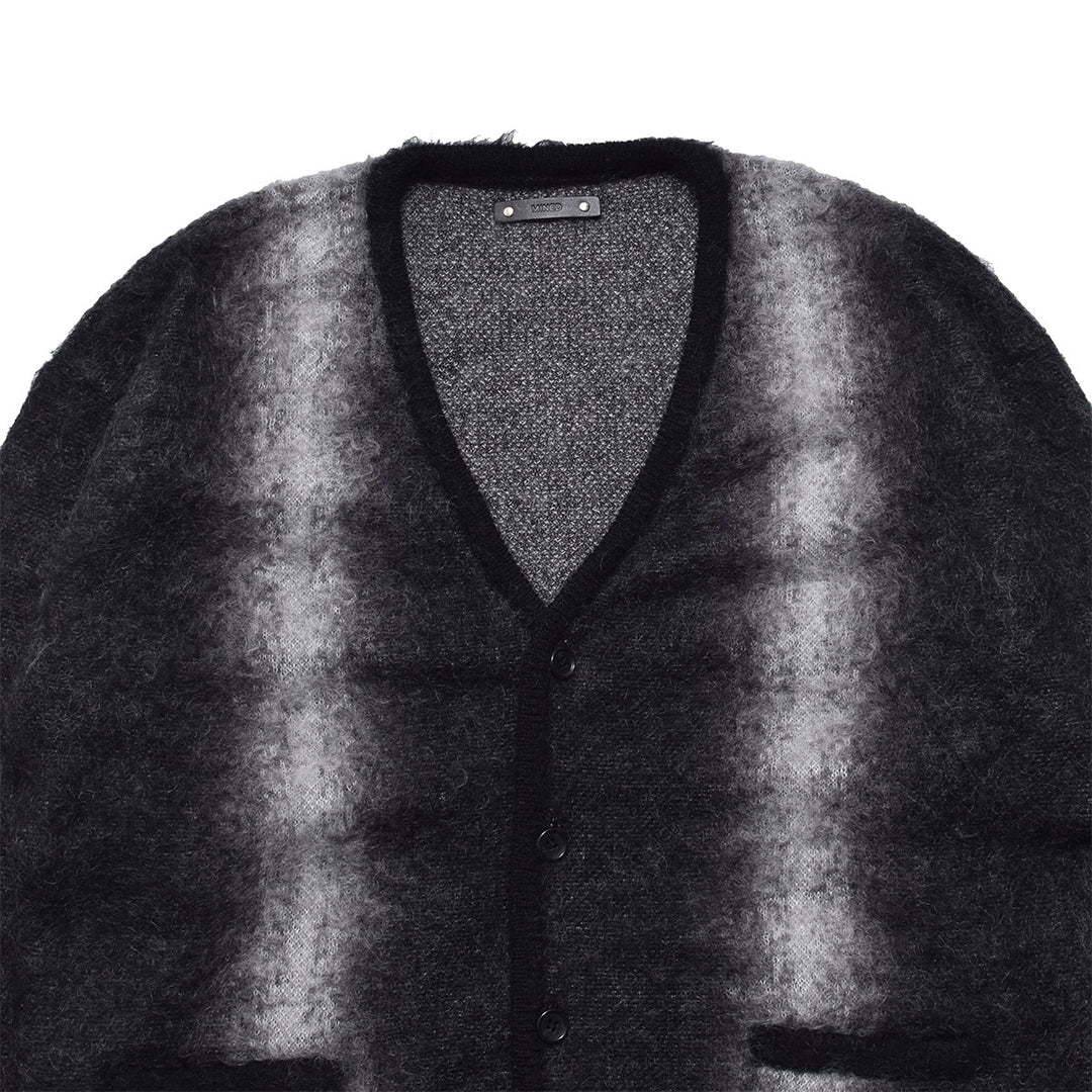 Fuzzy Stripe Mohair Knit Cardigan