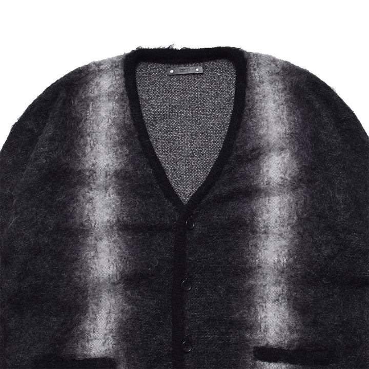 Fuzzy Stripe Mohair Knit Cardigan