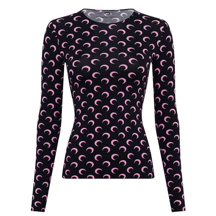Moon Printed Jersey Ls Crewneck Top