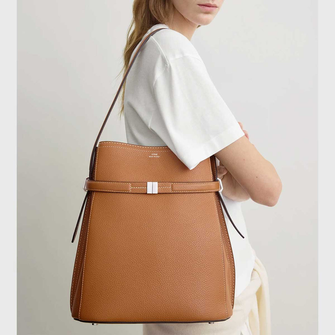 TOTEME - Belted grained-leather bucket bag