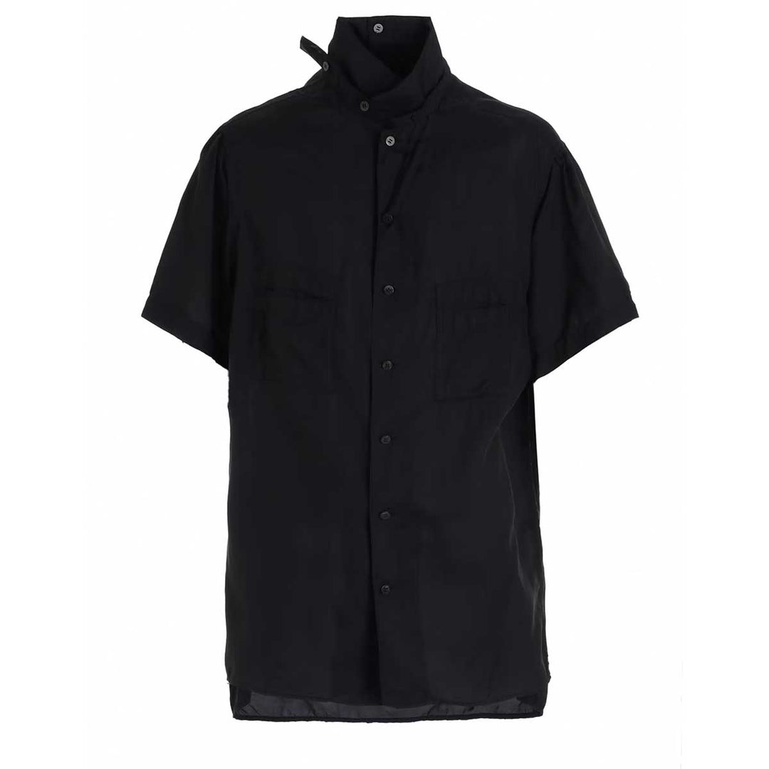 CHAIN STITCH OPEN-COLLAR SHORT SLEEVE SHIRT
