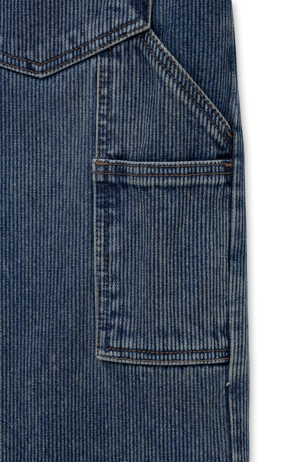 Blue Straight Ribbed Denim Pants
