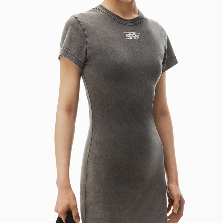 Blade embossed logo cotton mini dress