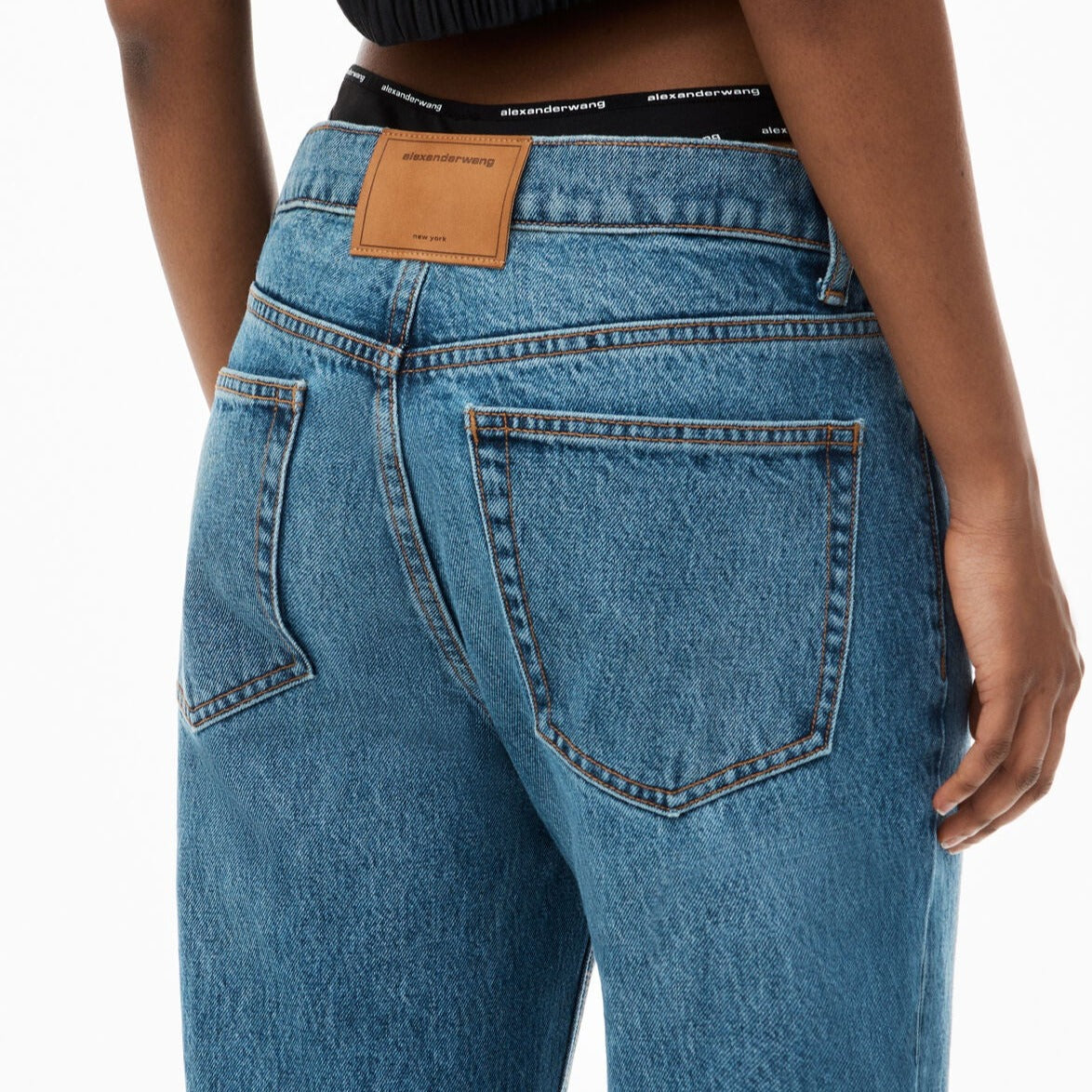 【Alexander Wang】Pre-Styled ミッドライズ ソング ジーンズ Alexander Wangのブルー EZ ミッドライズ ストレートレッグ