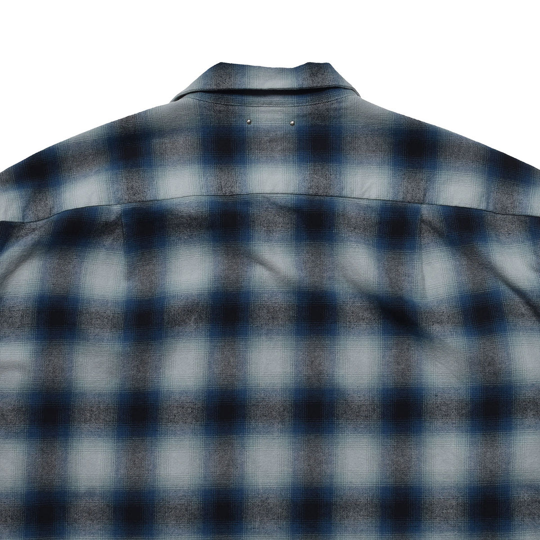C. Flannel Ombre Open Collar Shirt