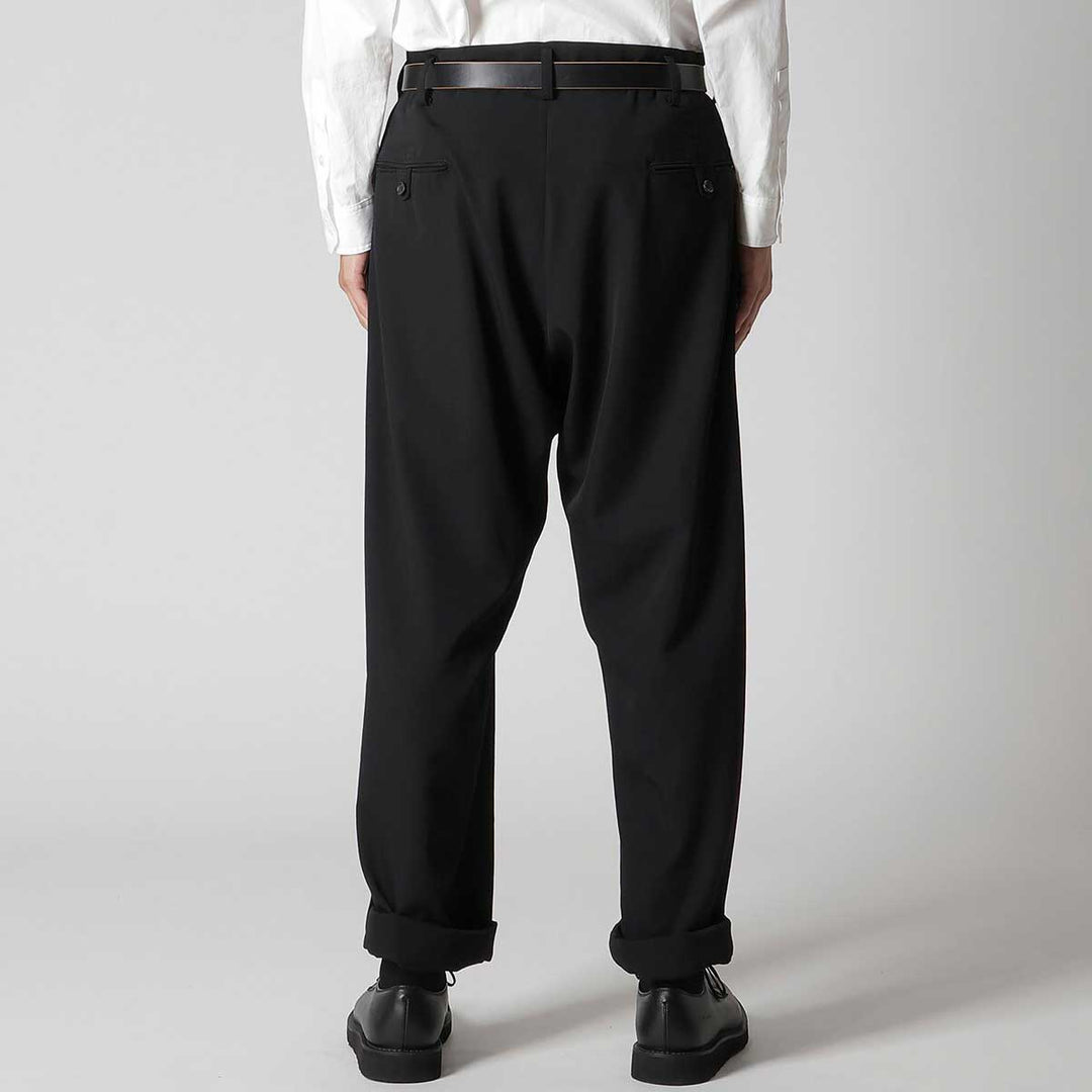WOOL GABARDINE HEM TAB PANTS