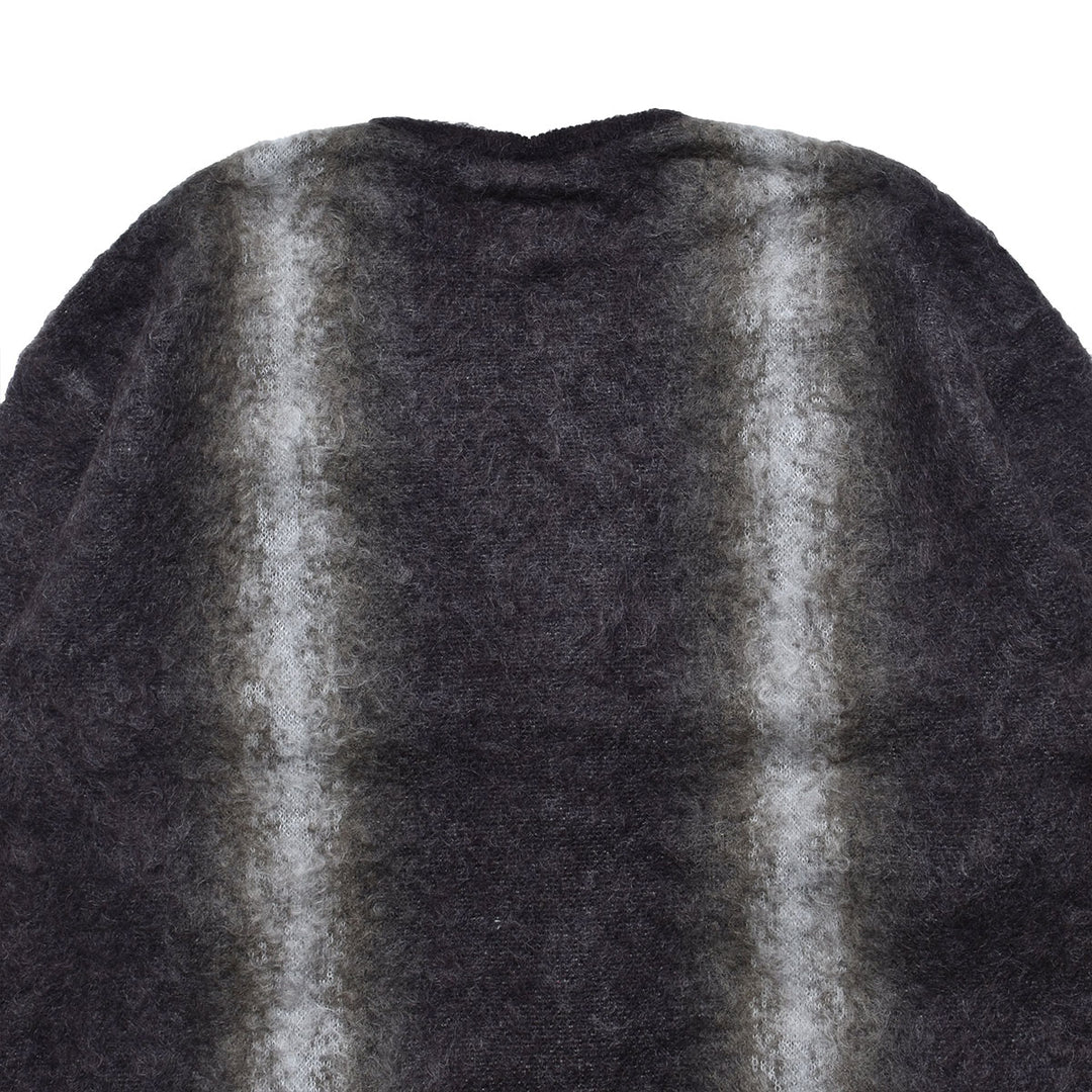 Fuzzy Stripe Mohair Knit Cardigan