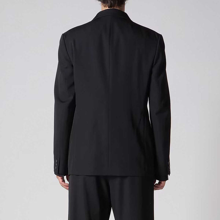 WOOL GABARDINE PEACKED LAPEL 2-BUTTON JACKET