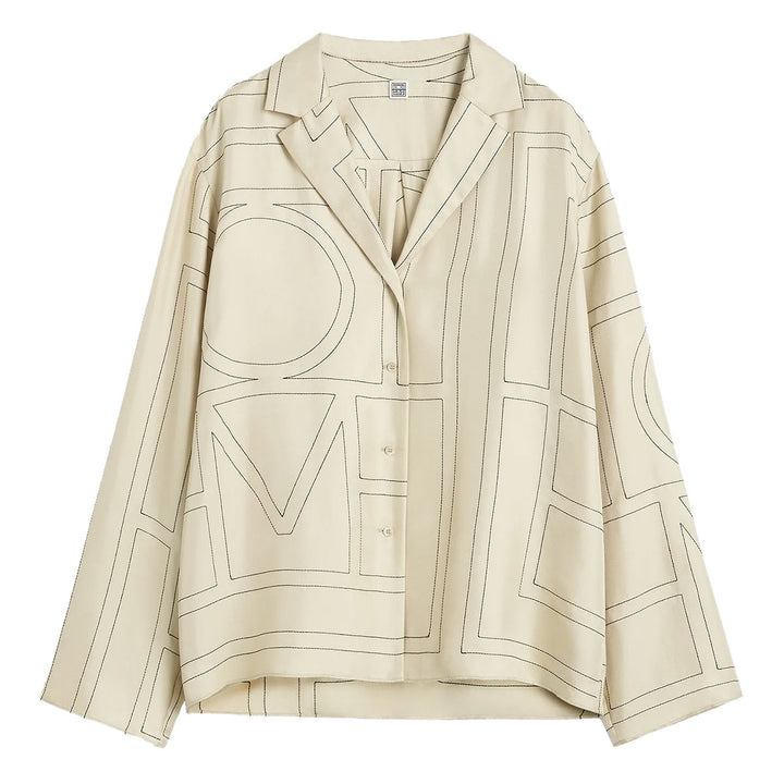 Monogram silk pj top ivory