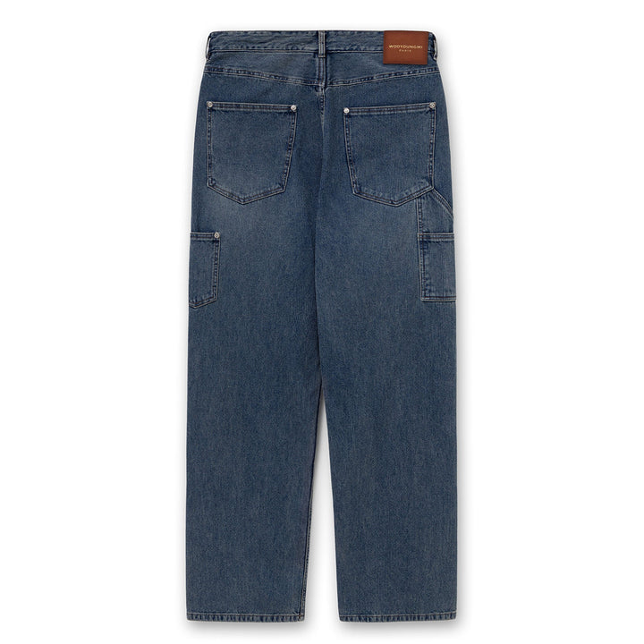Blue Straight Ribbed Denim Pants