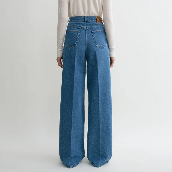 Wide leg denim vibrant blue