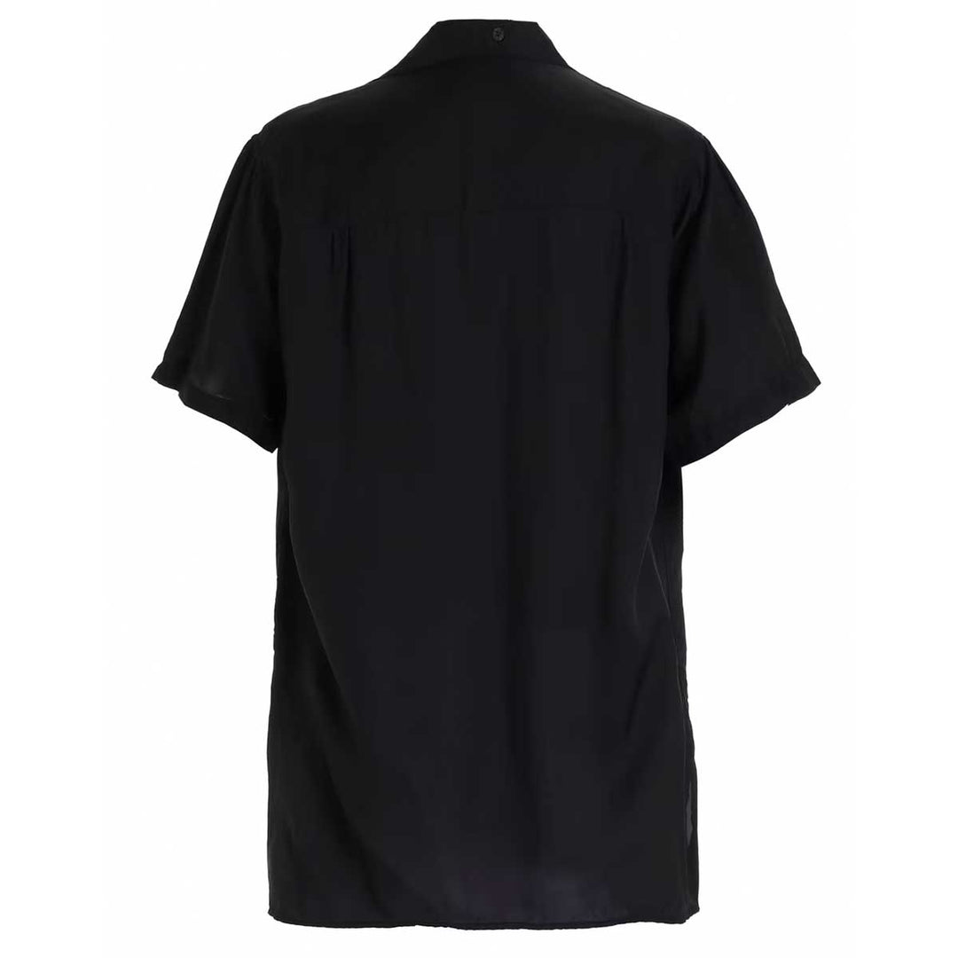 CHAIN STITCH OPEN-COLLAR SHORT SLEEVE SHIRT