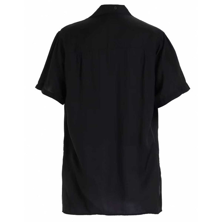 CHAIN STITCH OPEN-COLLAR SHORT SLEEVE SHIRT