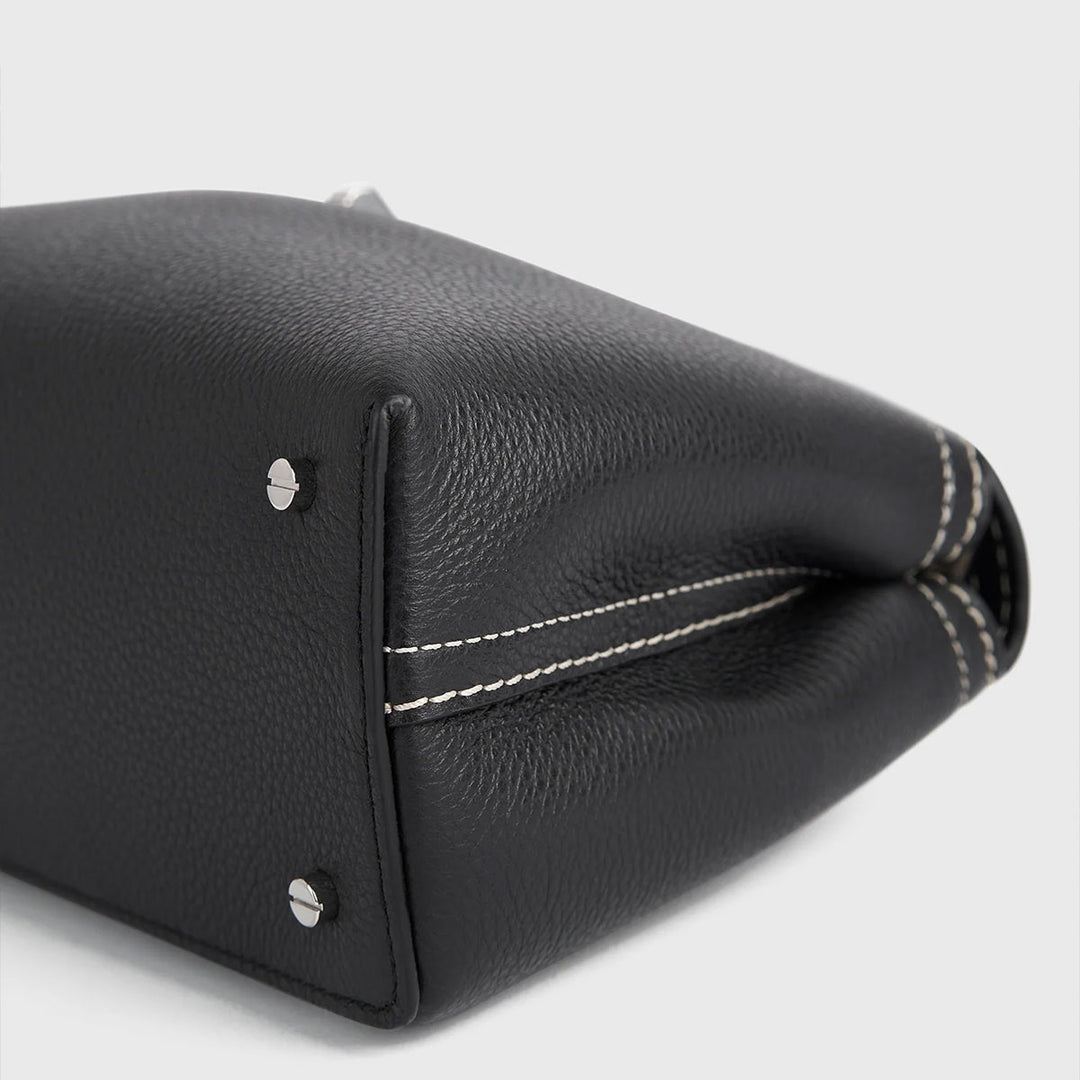 T-Lock Grained-Leather Clutch Black