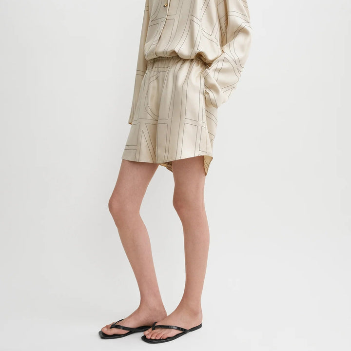 Monogram silk pj shorts ivory