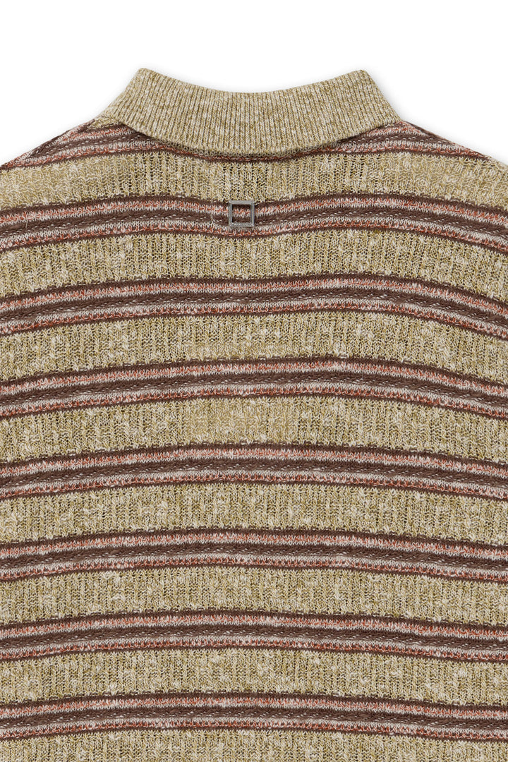 Green Striped Short Sleeve Cardigan