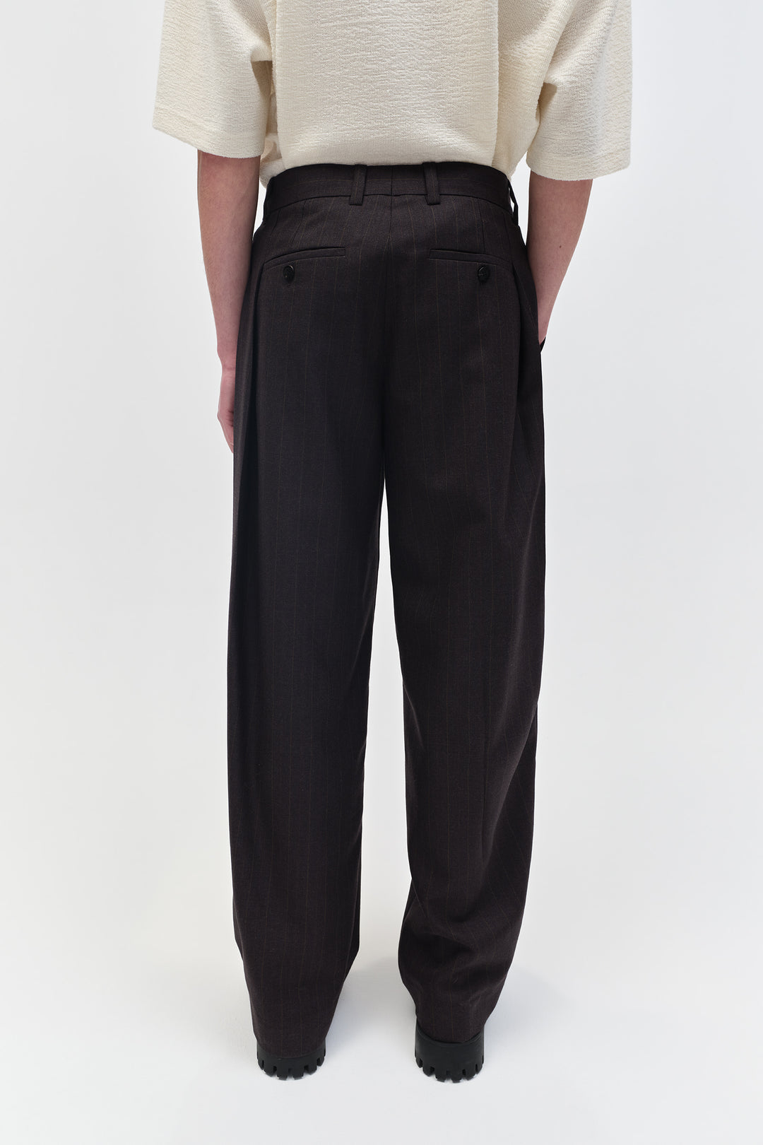 Gray Striped Folding Pants