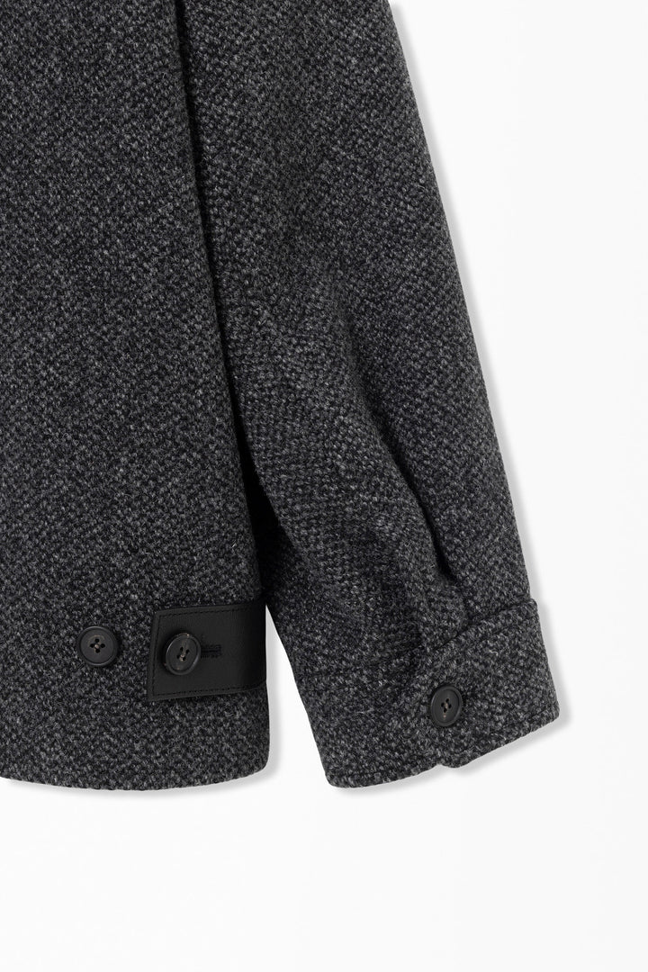 Gray Knit Collared Wool Jacket