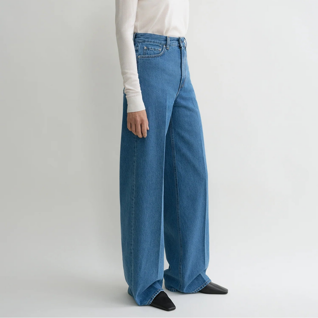 Wide leg denim vibrant blue