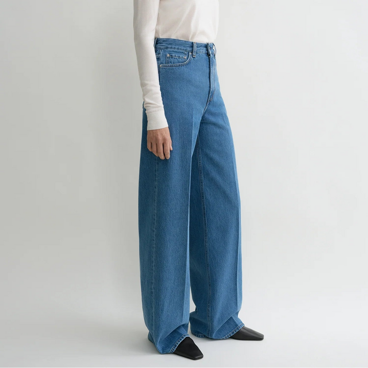 Wide leg denim vibrant blue