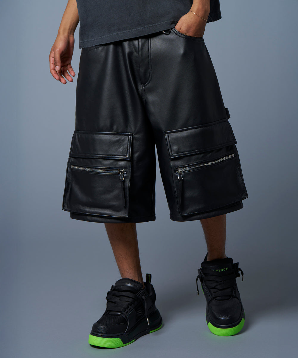 MLVINCE - LEATHER CARGO SHORTS