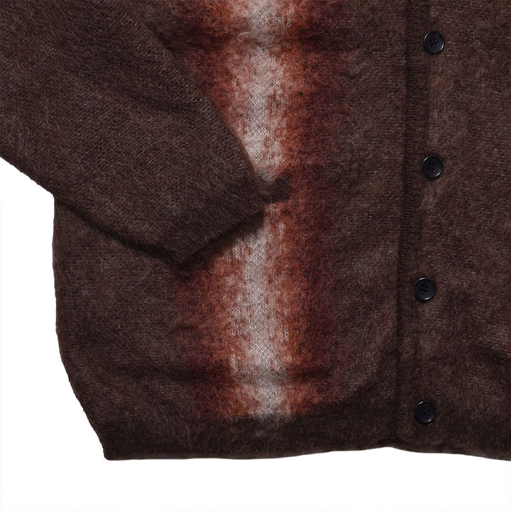 Fuzzy Stripe Mohair Knit Cardigan