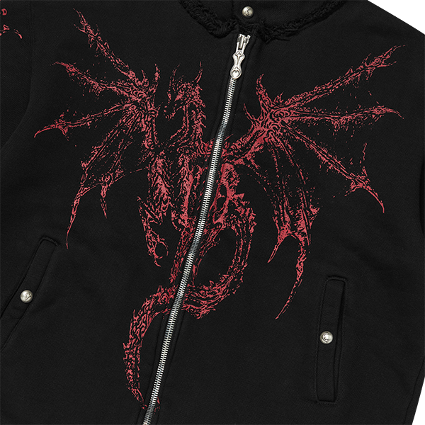 Dragon Stud Zip-up Hoodie