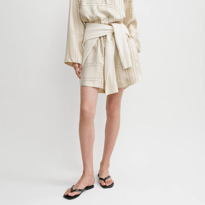 Monogram silk pj shorts ivory