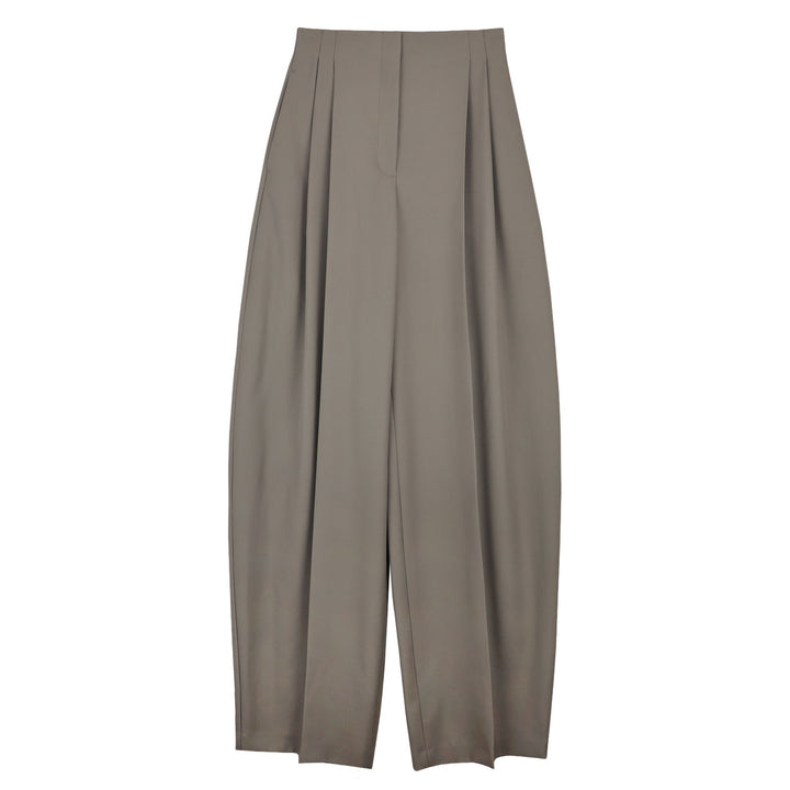 grey wide pleated trousers