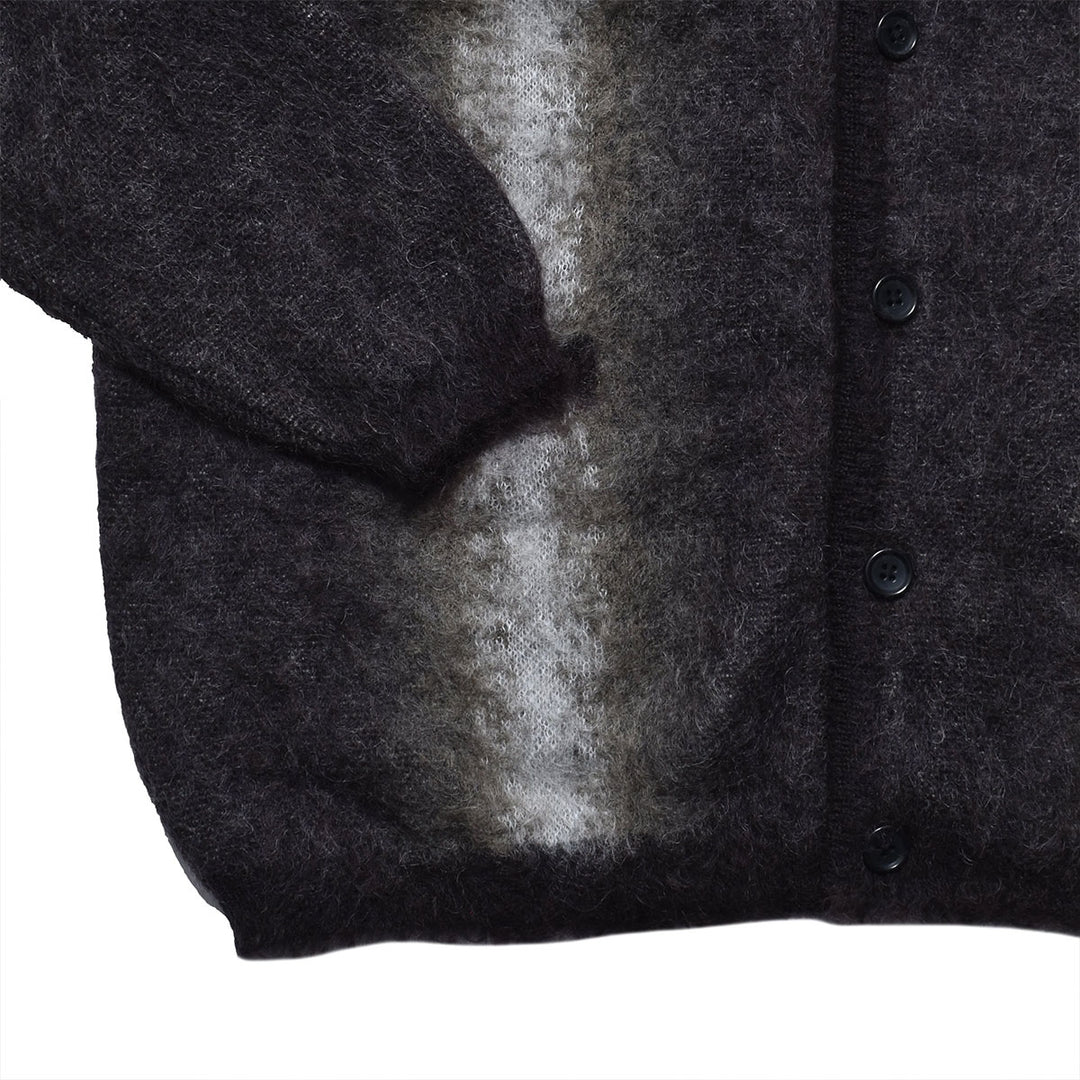 Fuzzy Stripe Mohair Knit Cardigan