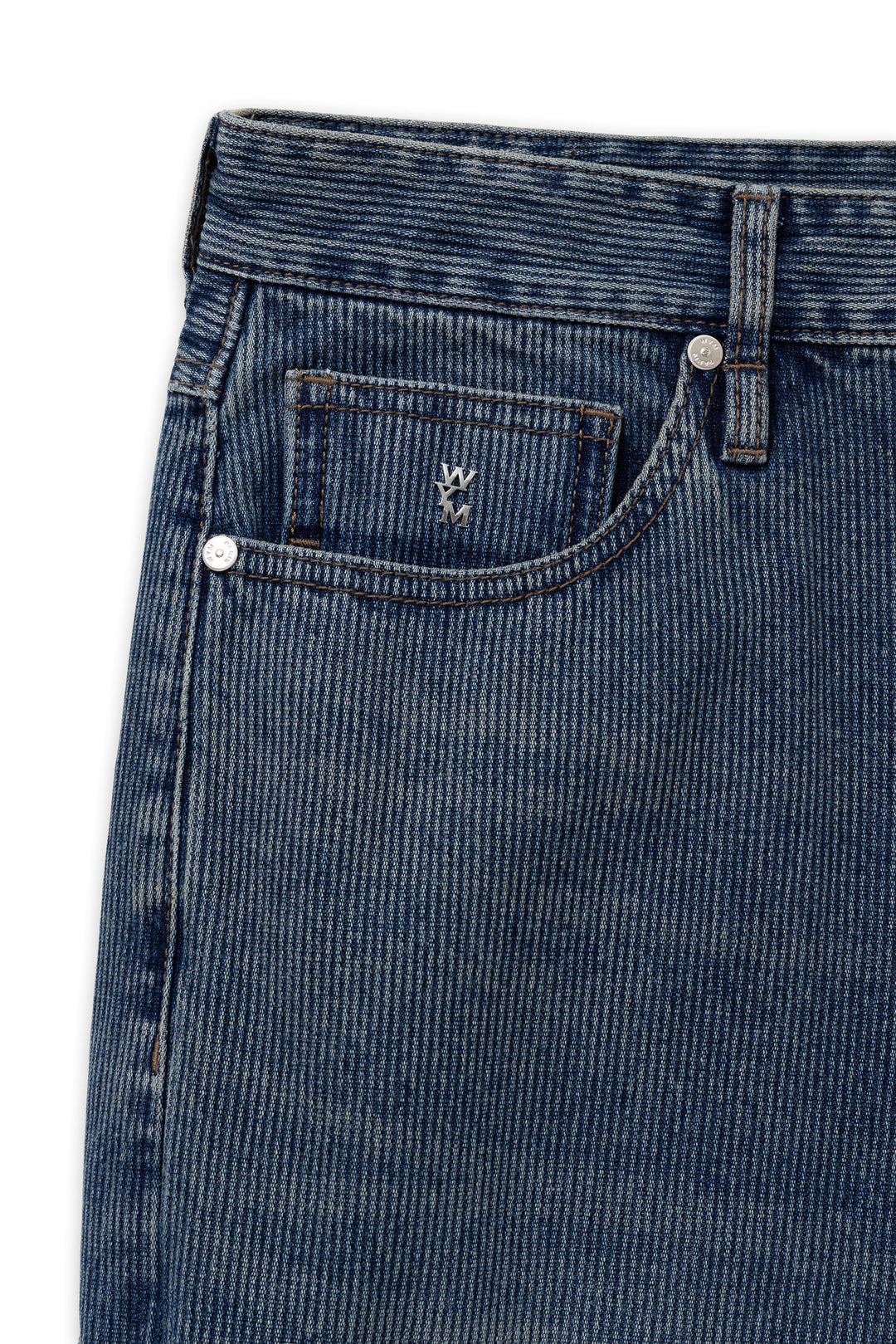 Blue Straight Ribbed Denim Pants