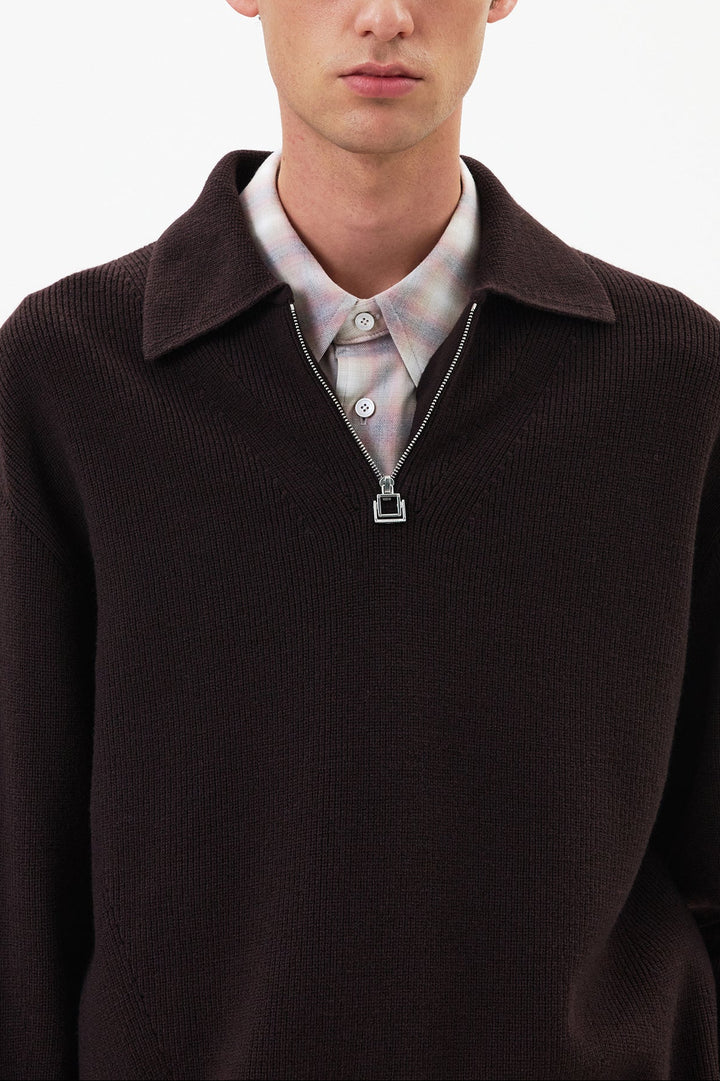Brown Half-zip Sweater
