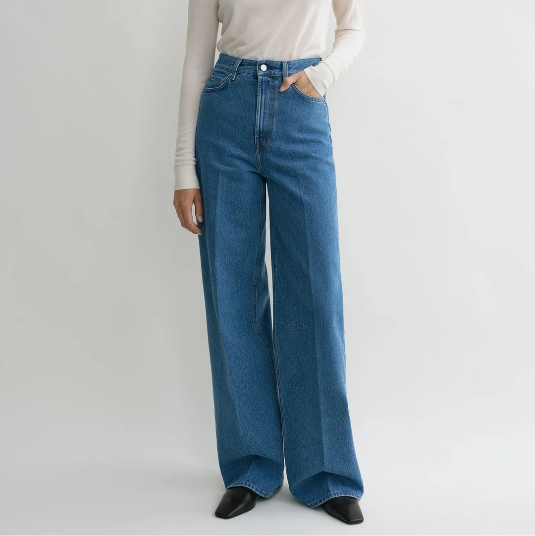 Wide leg denim vibrant blue