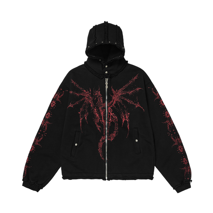 Dragon Stud Zip-up Hoodie