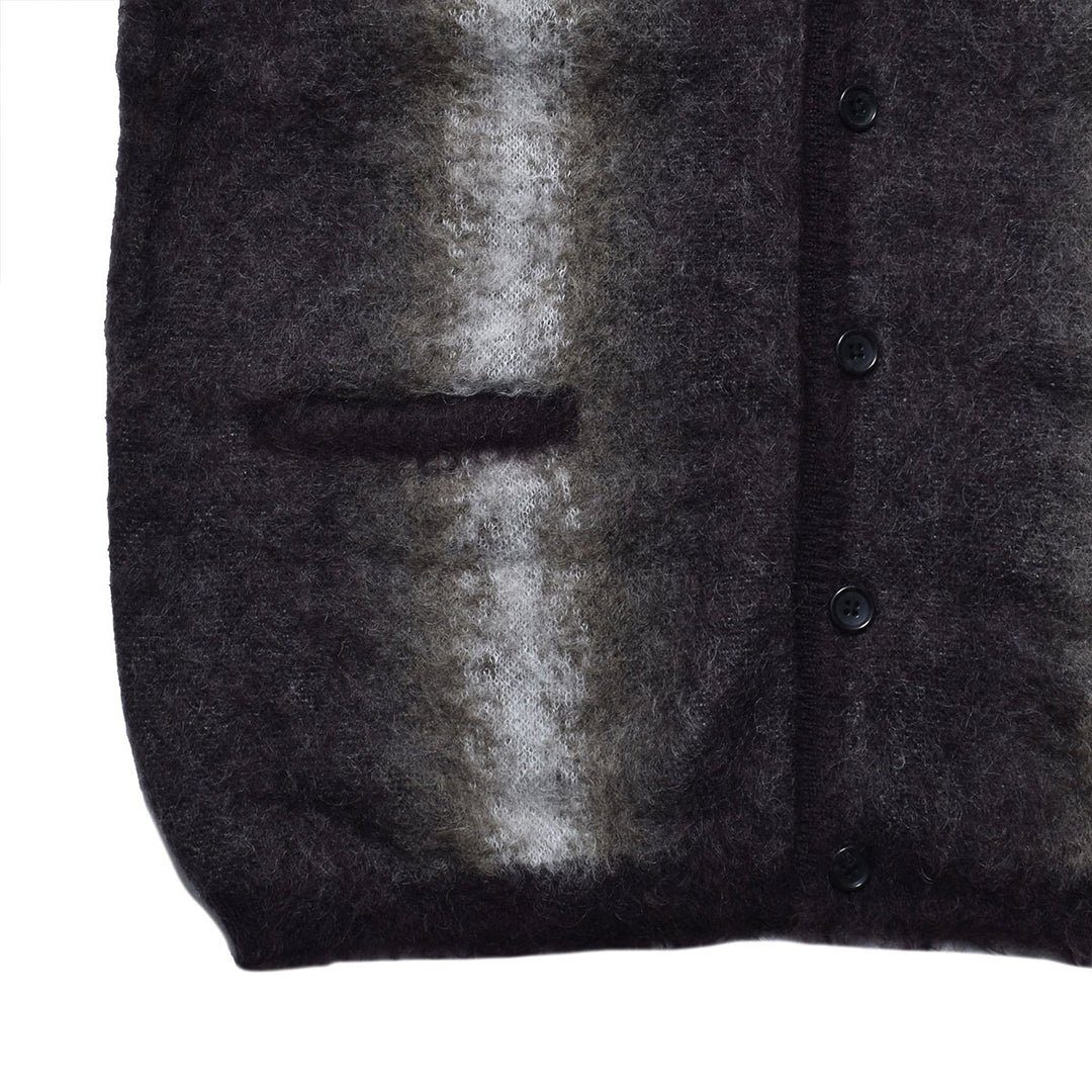 Fuzzy Stripe Mohair Knit Cardigan