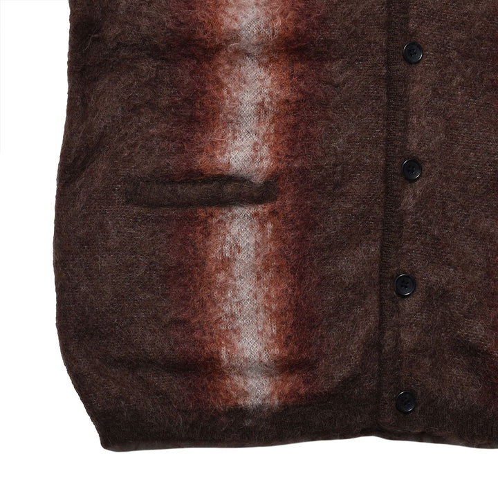 Fuzzy Stripe Mohair Knit Cardigan
