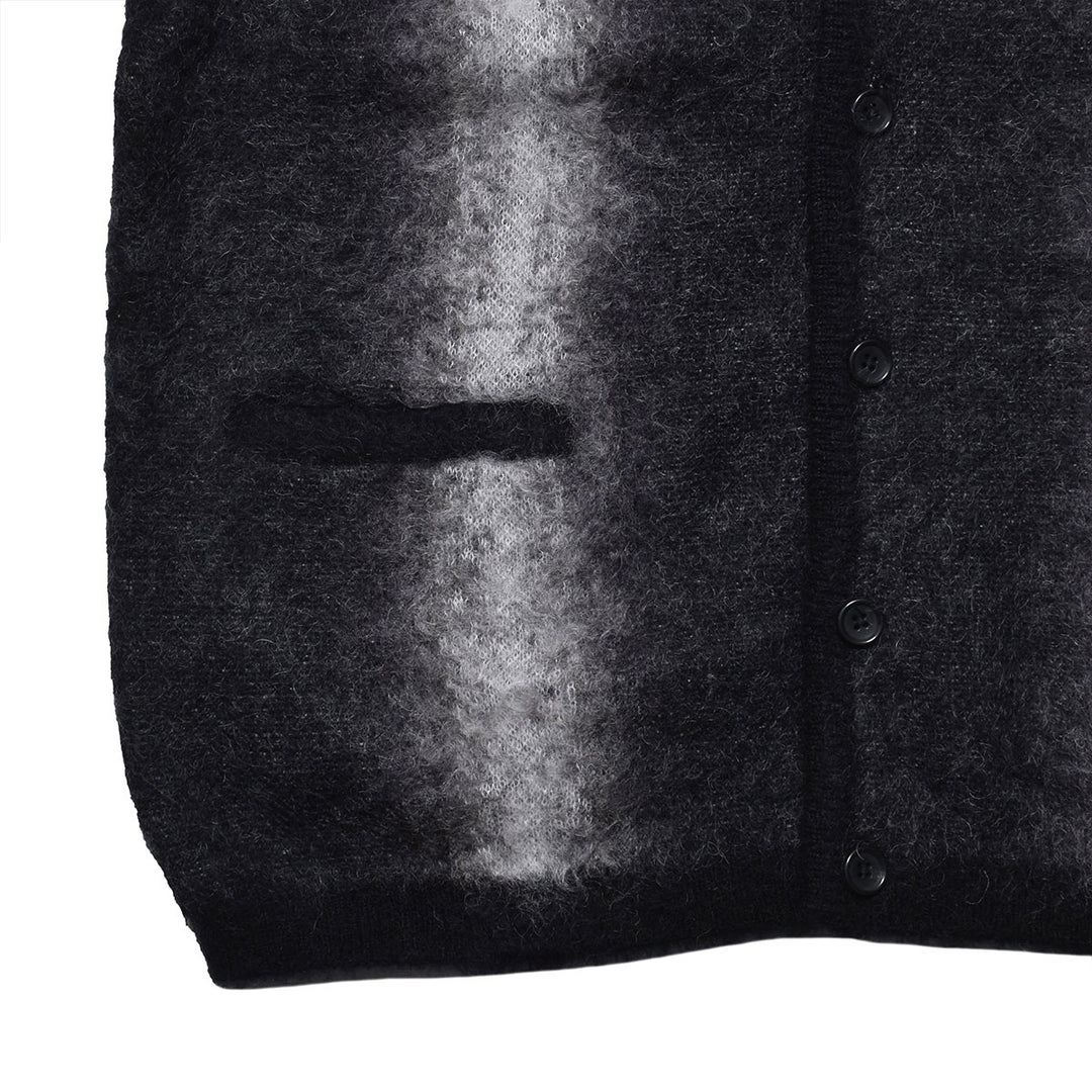 Fuzzy Stripe Mohair Knit Cardigan