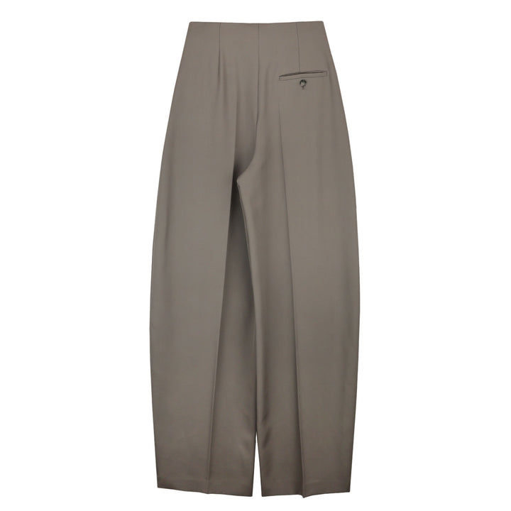 grey wide pleated trousers