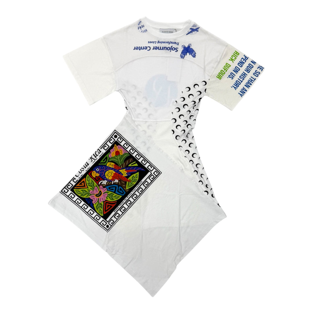 Marine Serre - Upcycled jersey asymetrical knee length dress