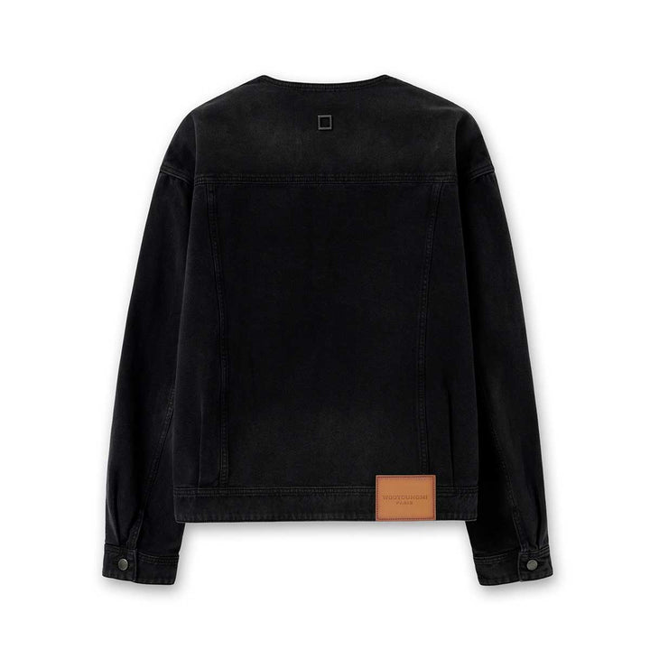 WOOYOUNGMI - Collarless Dyed Denim Jacket