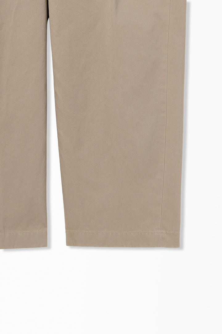 Beige Two-Tuck Cotton Pants