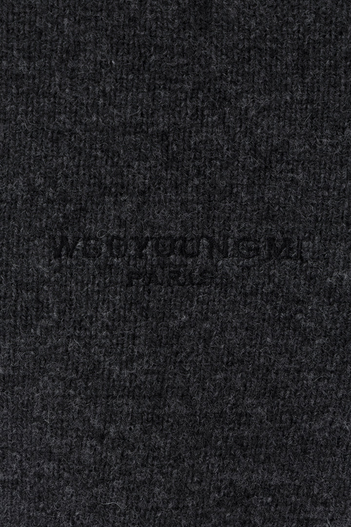 Gray Round Neck Wool Cardigan