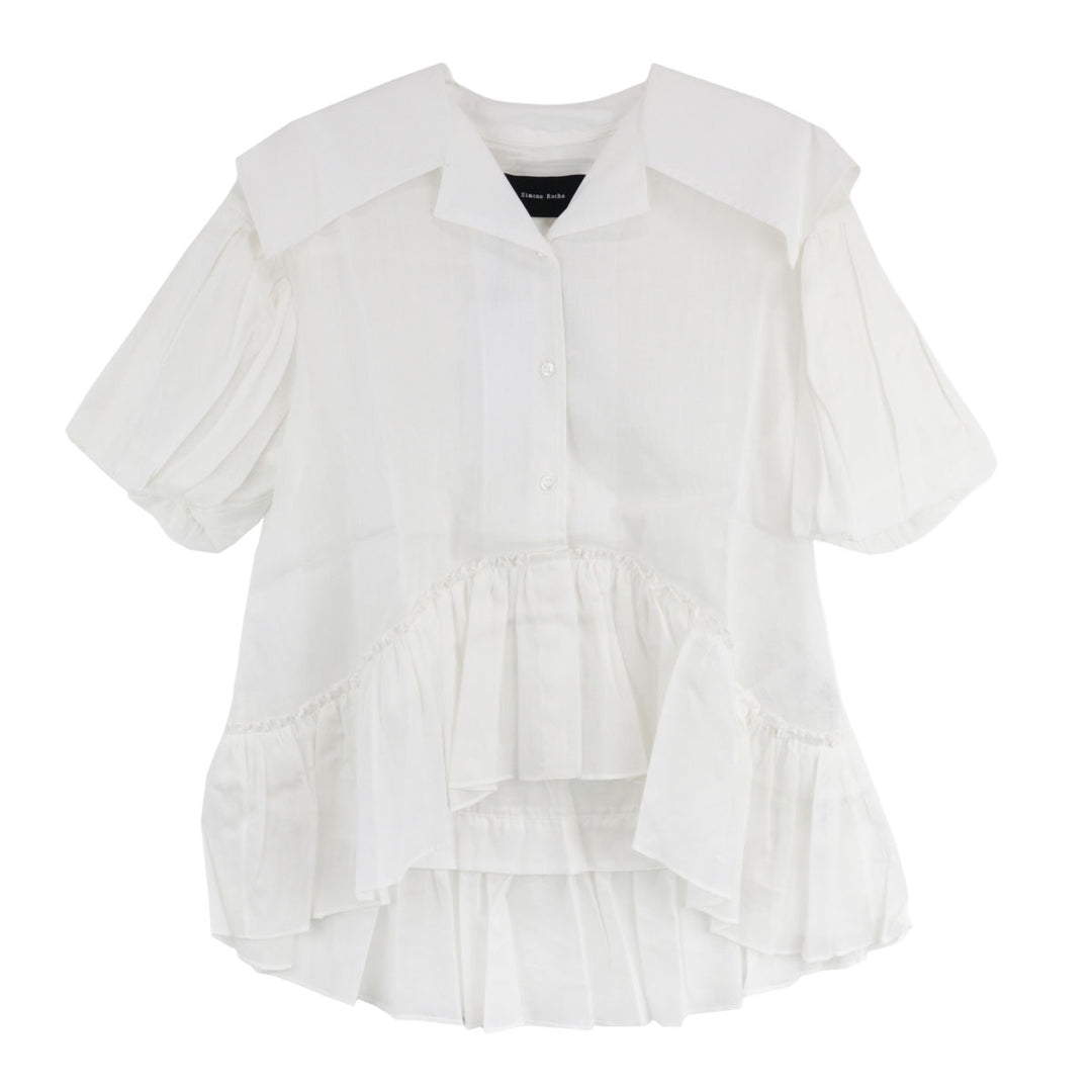 Simone Rocha - Cropped Sailor Collar Puff Sleeve Shirt