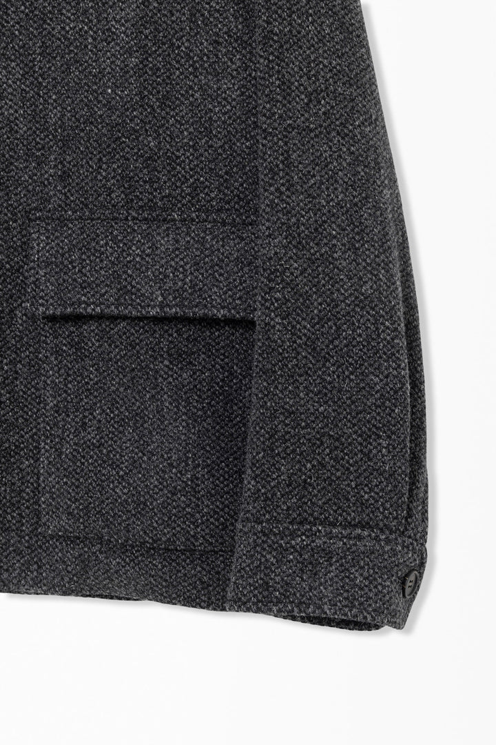 Gray Knit Collared Wool Jacket