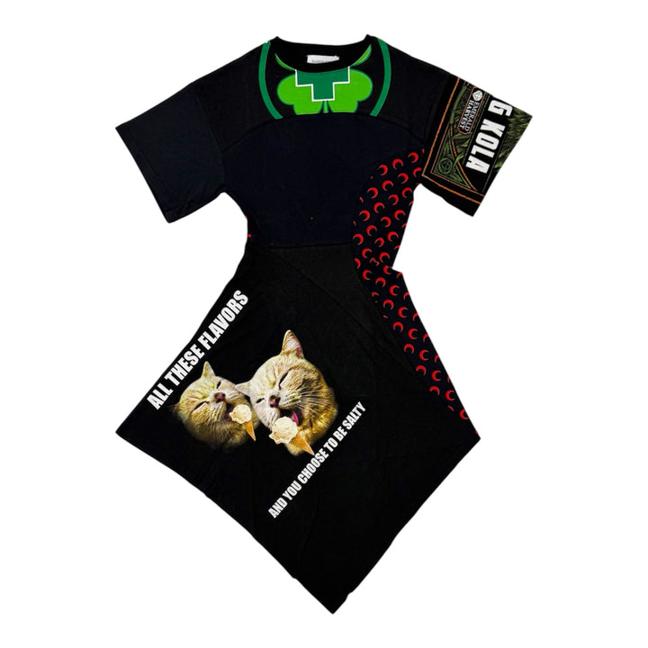 Marine Serre - Upcycled jersey asymetrical knee length dress