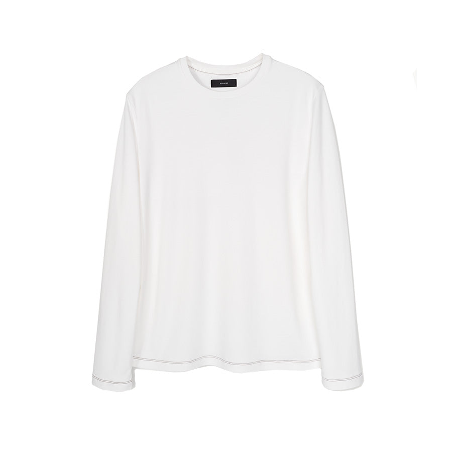 VUJADE - Contrast Stitch Long-sleeve Top