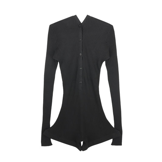 black knit buttoned bodyshort