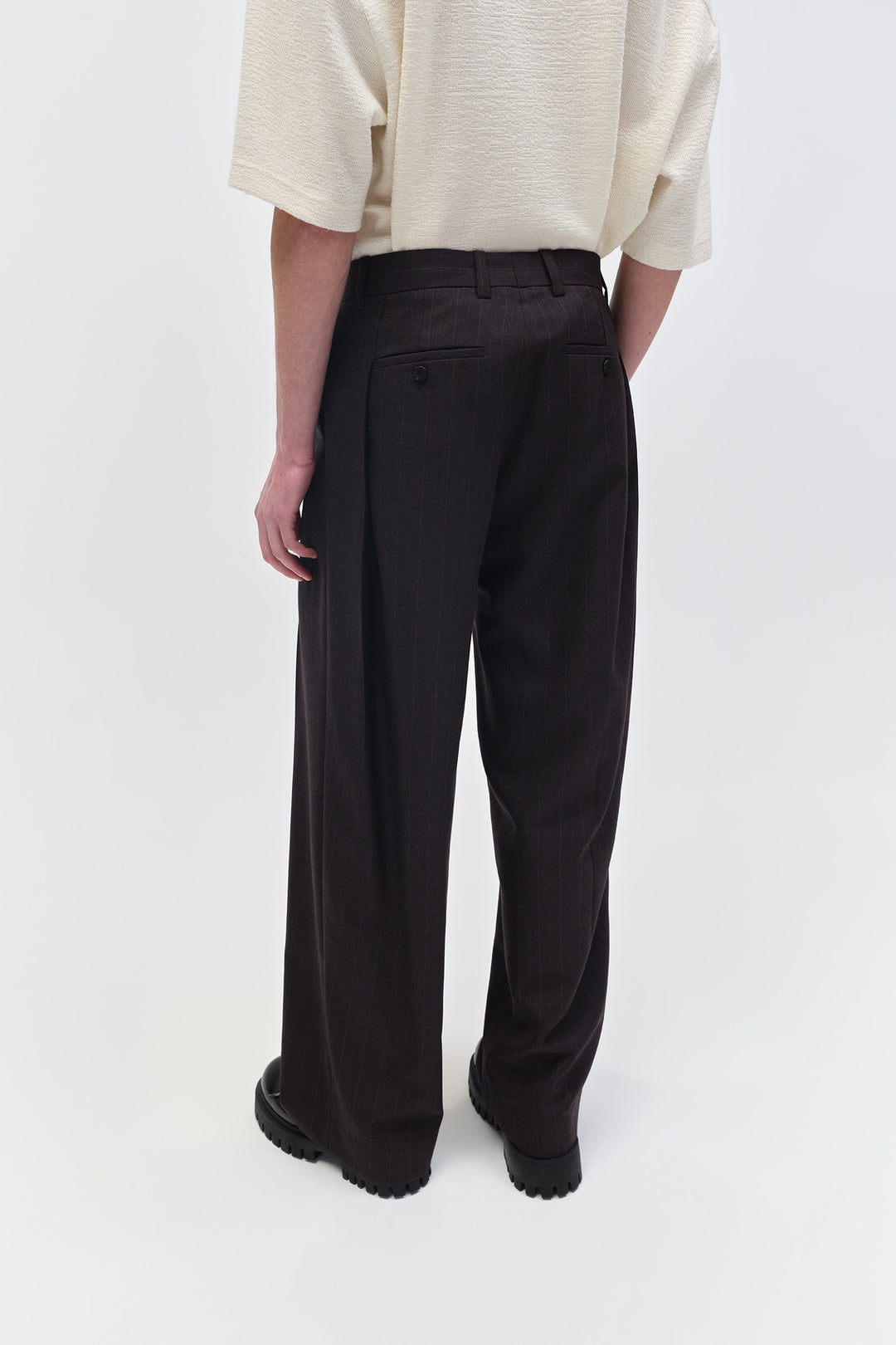 Gray Striped Folding Pants