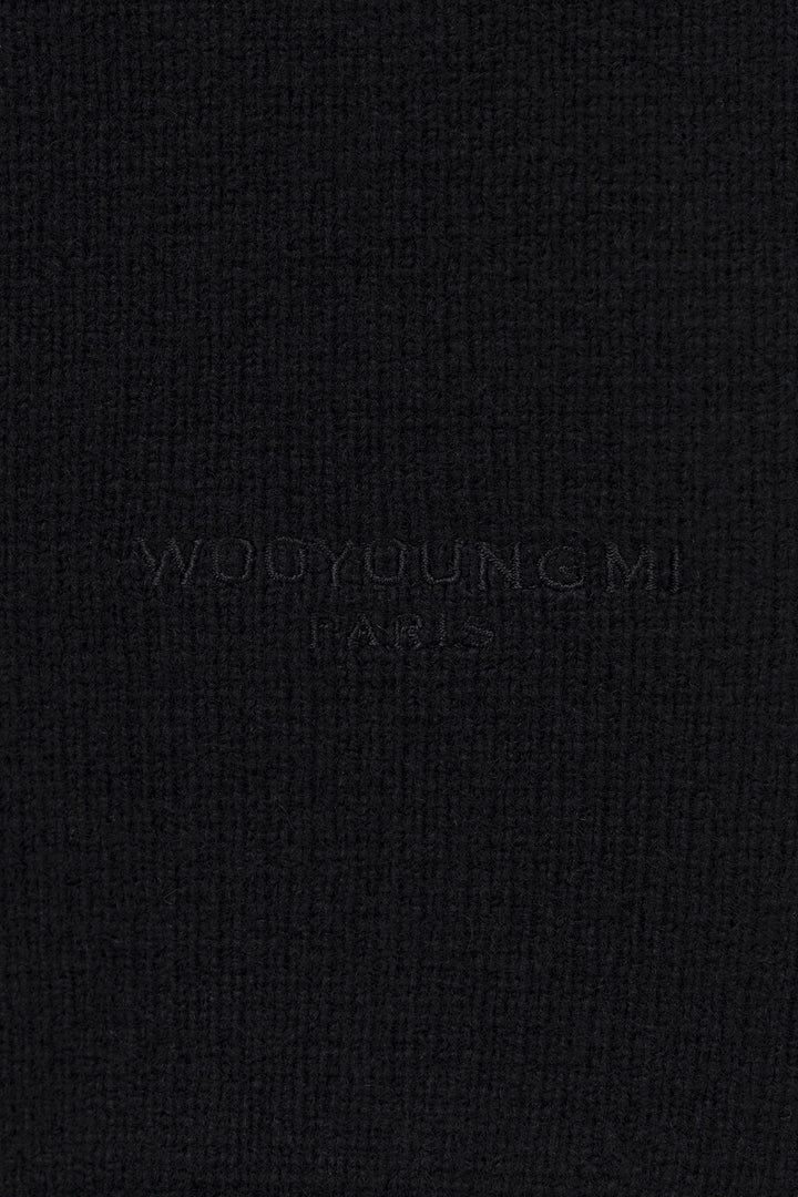 Black Round Neck Wool Cardigan