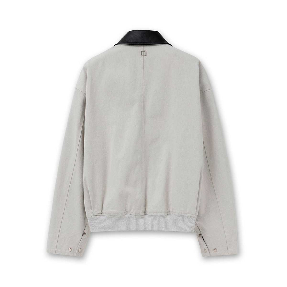 WOOYOUNGMI - Leather Collar Denim Jacket